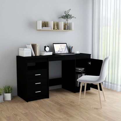 Desk 140x50x76 cm chipboard black