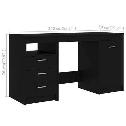 Desk 140x50x76 cm chipboard black