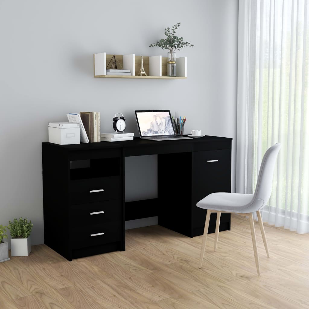 Desk 140x50x76 cm chipboard black