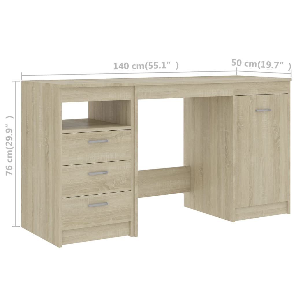 Desk 140x50x76 cm chipboard sonoma oak color