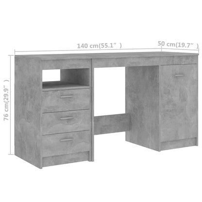 Bureau 140x50x76 cm bewerkt hout betongrijs