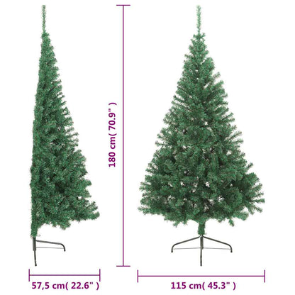 Kunstkerstboom met standaard half 180 cm PVC groen