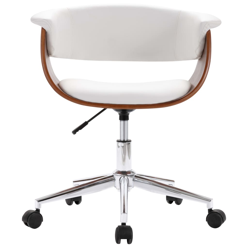 Office chair swivel bent wood and imitation leather white