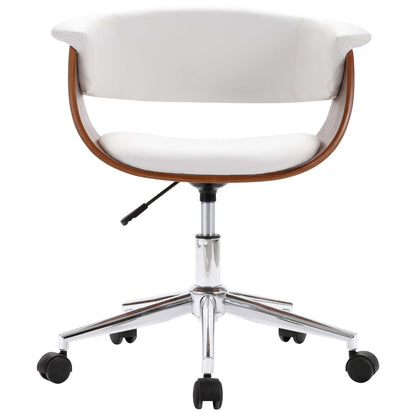 Office chair swivel bent wood and imitation leather white