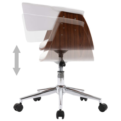 Office chair swivel bent wood and imitation leather white