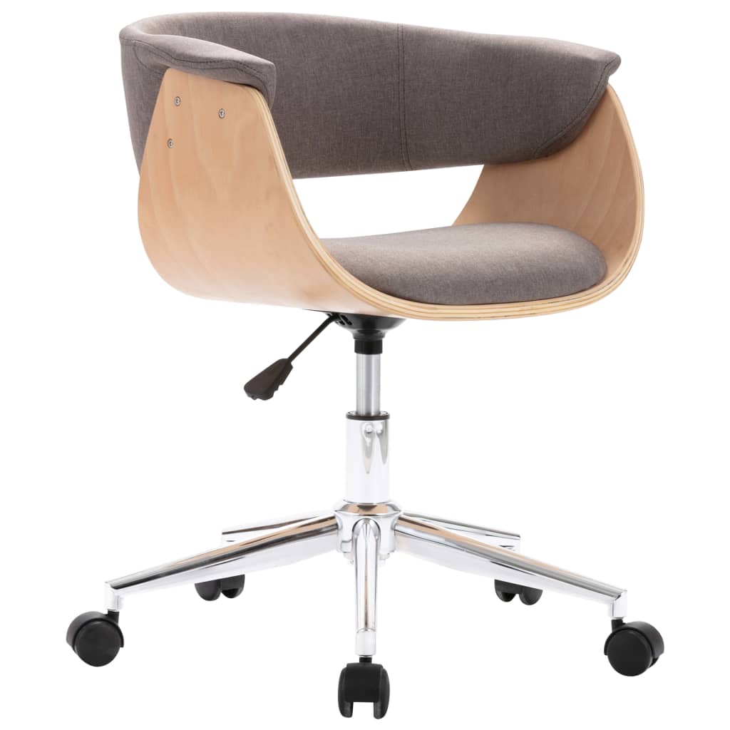 Office chair swivel bent wood and fabric taupe