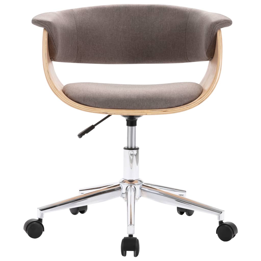 Office chair swivel bent wood and fabric taupe
