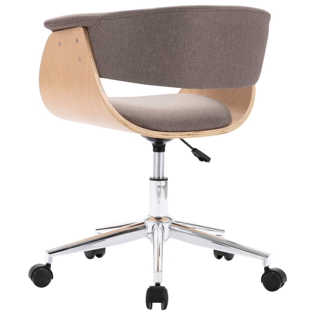 Office chair swivel bent wood and fabric taupe