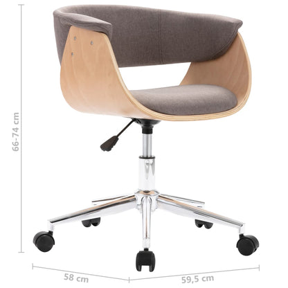 Office chair swivel bent wood and fabric taupe