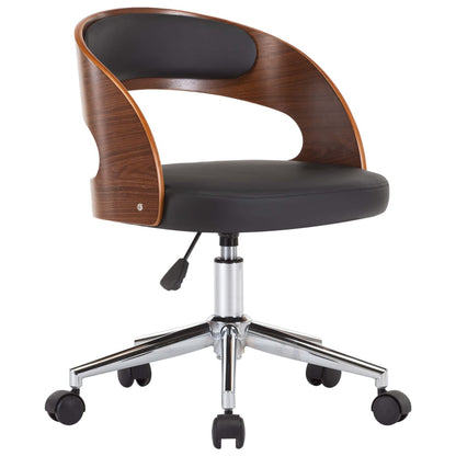 Office chair swivel bent wood and imitation leather black