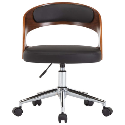 Office chair swivel bent wood and imitation leather black