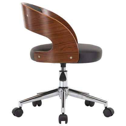 Office chair swivel bent wood and imitation leather black