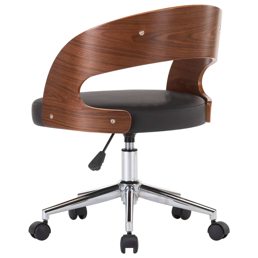 Office chair swivel bent wood and imitation leather black