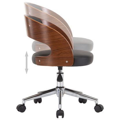 Office chair swivel bent wood and imitation leather black