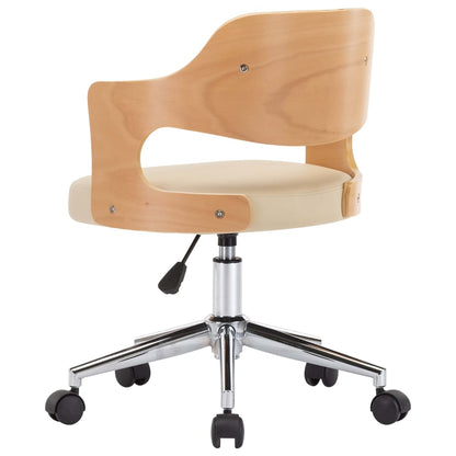 Office chair swivel bent wood and imitation leather cream
