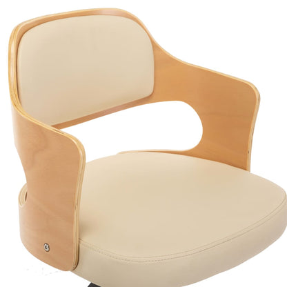 Office chair swivel bent wood and imitation leather cream