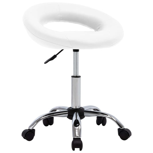 Work chair rolling artificial leather white