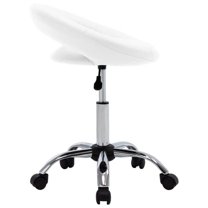 Work chair rolling artificial leather white