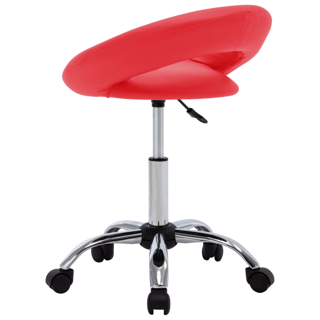 Work chair rolling artificial leather red
