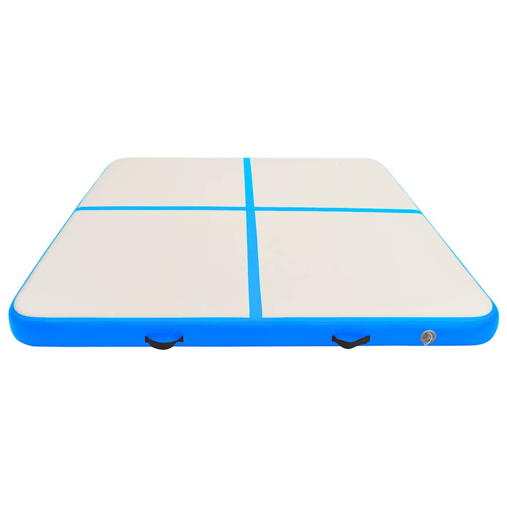 Gymnastiekmat met pomp opblaasbaar 200x200x10 cm PVC blauw