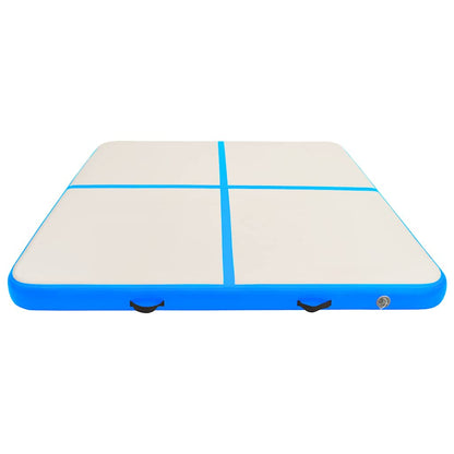 Gymnastiekmat met pomp opblaasbaar 200x200x10 cm PVC blauw