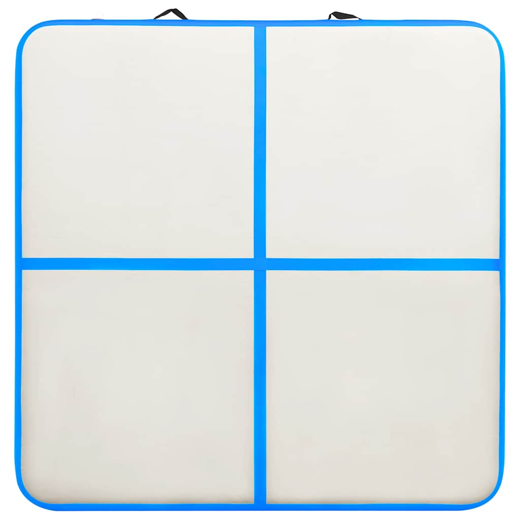 Gymnastiekmat met pomp opblaasbaar 200x200x10 cm PVC blauw