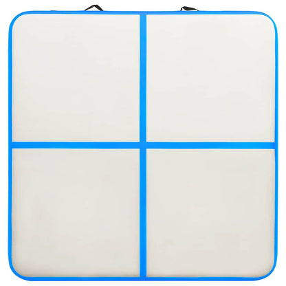 Gymnastiekmat met pomp opblaasbaar 200x200x10 cm PVC blauw
