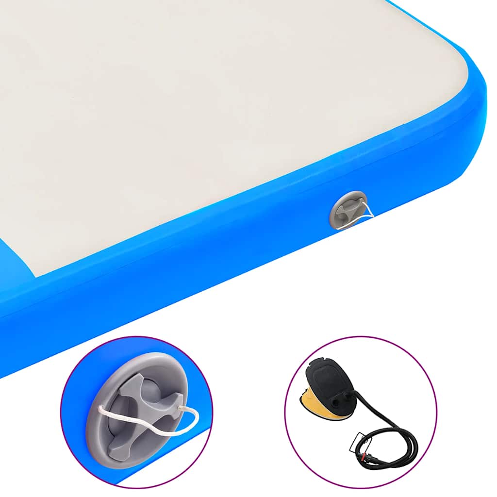 Gymnastiekmat met pomp opblaasbaar 200x200x10 cm PVC blauw