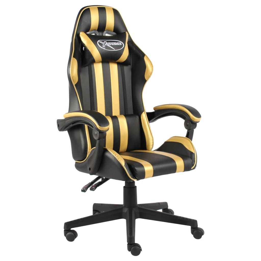 Racing seat artificial leather black and gold colored