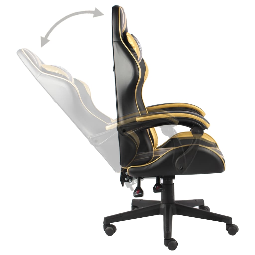 Racing seat artificial leather black and gold colored