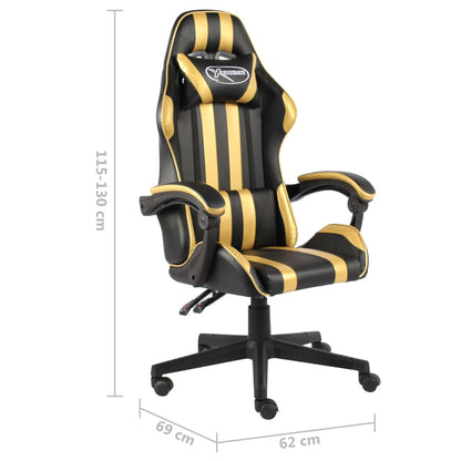 Racing seat artificial leather black and gold colored