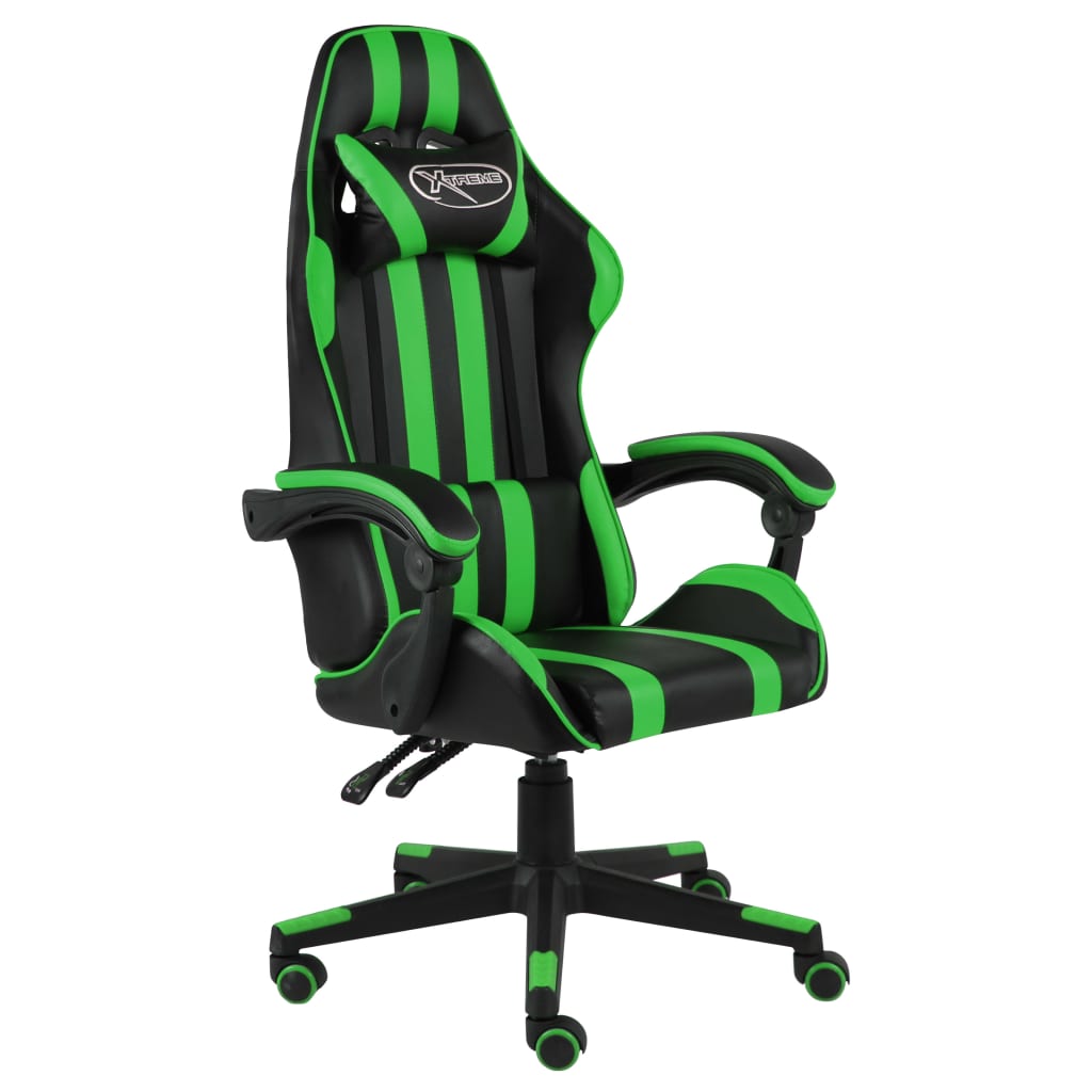 Racing seat artificial leather black and green