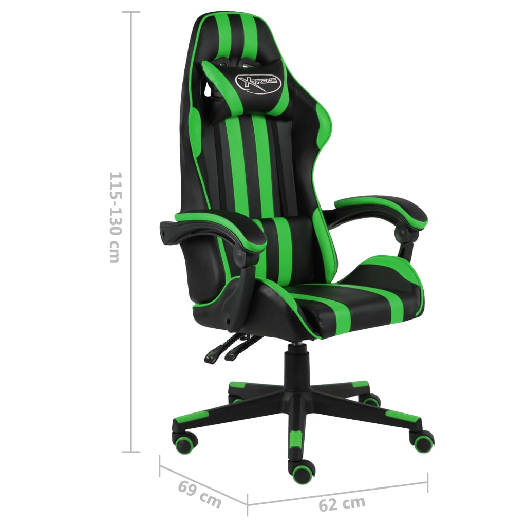 Racing seat artificial leather black and green