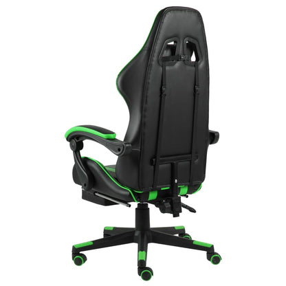 Racing seat with footrest, artificial leather, black and green