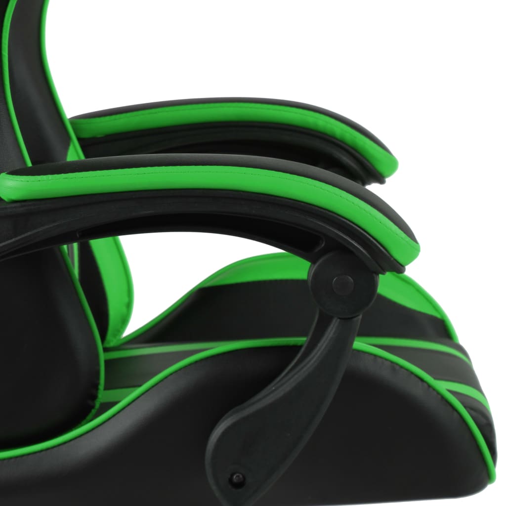 Racing seat with footrest, artificial leather, black and green
