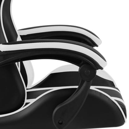 Racing seat with footrest, artificial leather, black and white