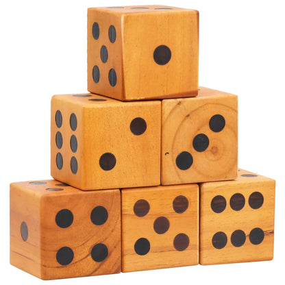 6 Piece Dice Set Mega Solid Pine Wood