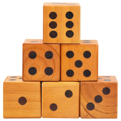 6 Piece Dice Set Mega Solid Pine Wood