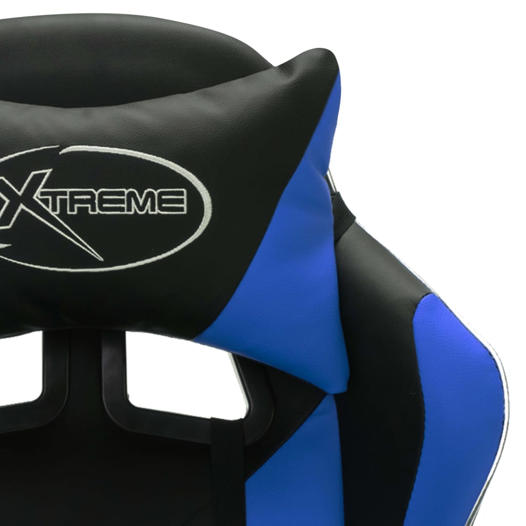Racing seat with RGB LED lighting, artificial leather blue and black
