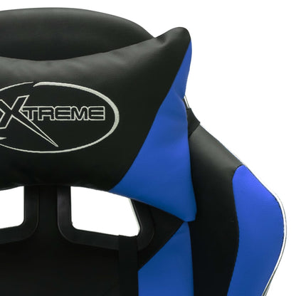 Racing seat with RGB LED lighting, artificial leather blue and black