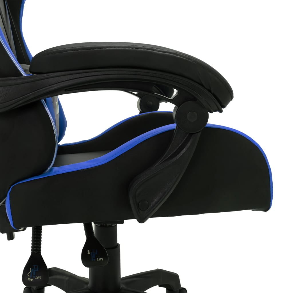 Racing seat with RGB LED lighting, artificial leather blue and black