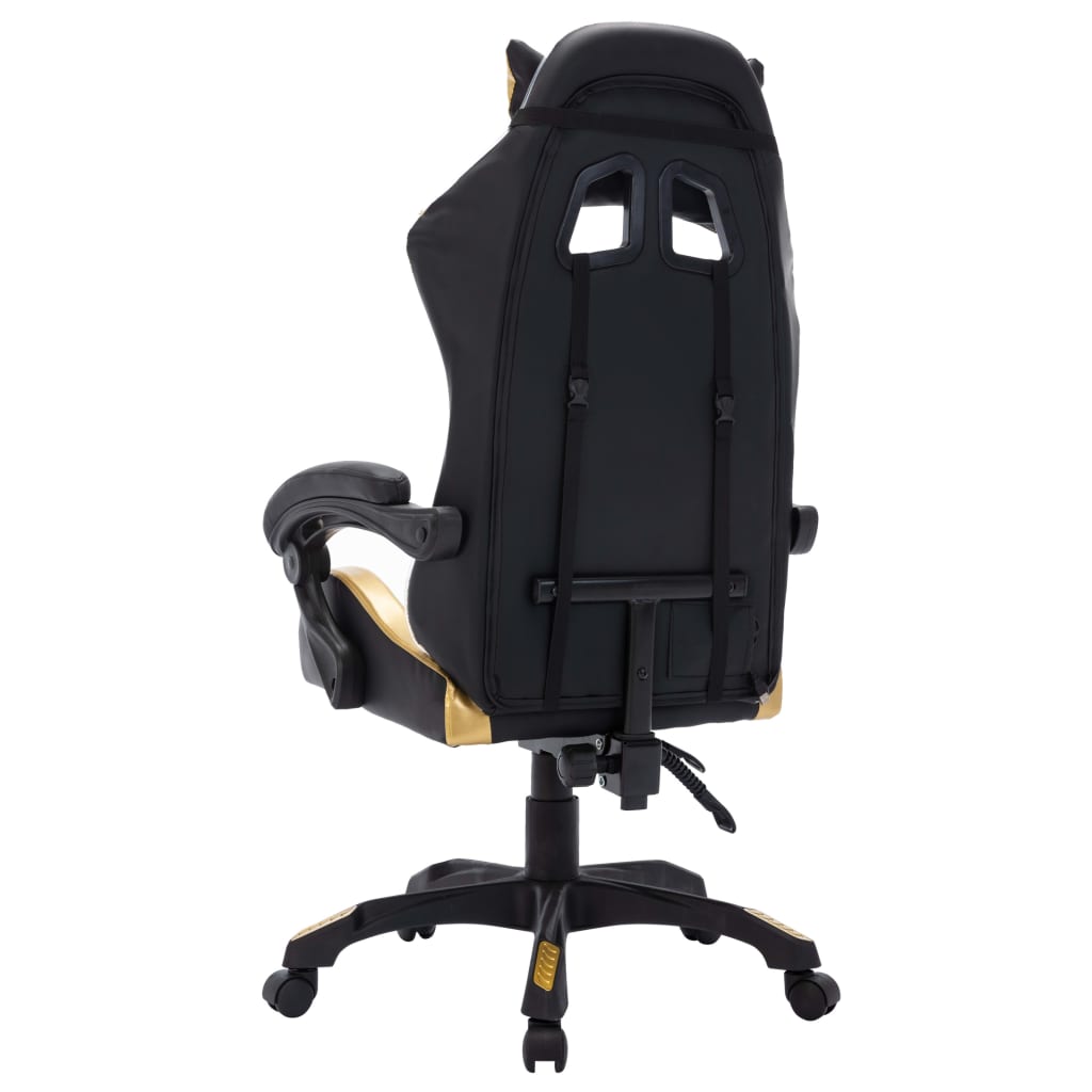 Racing seat with RGB LED lighting, artificial leather, gold and black