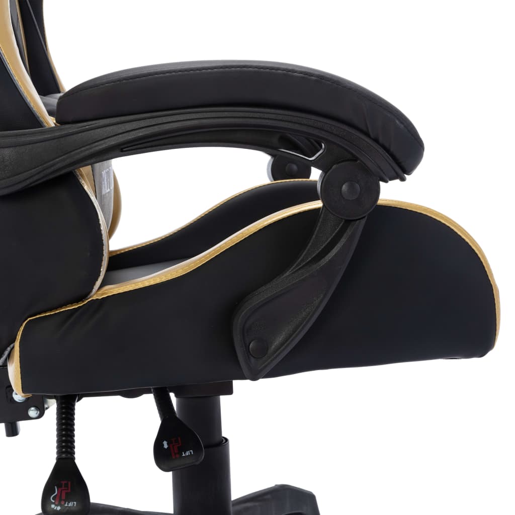 Racing seat with RGB LED lighting, artificial leather, gold and black