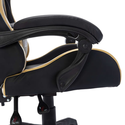 Racing seat with RGB LED lighting, artificial leather, gold and black