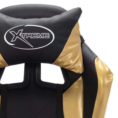 Racing seat with RGB LED lighting, artificial leather, gold and black