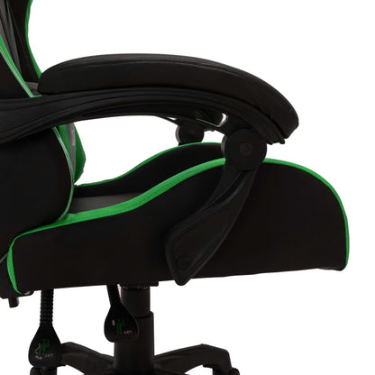 Racing seat with RGB LED lighting, artificial leather green and black