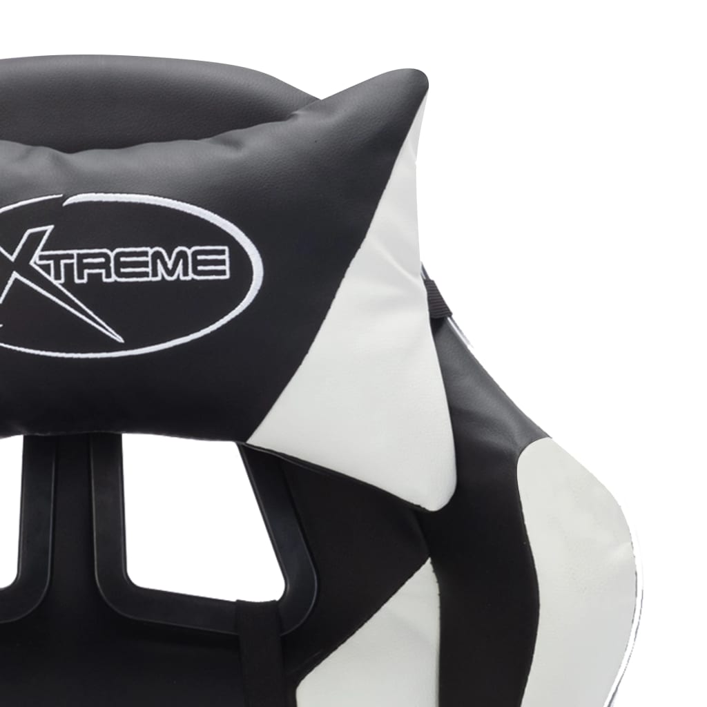 Racing seat with RGB LED lighting, artificial leather, white and black