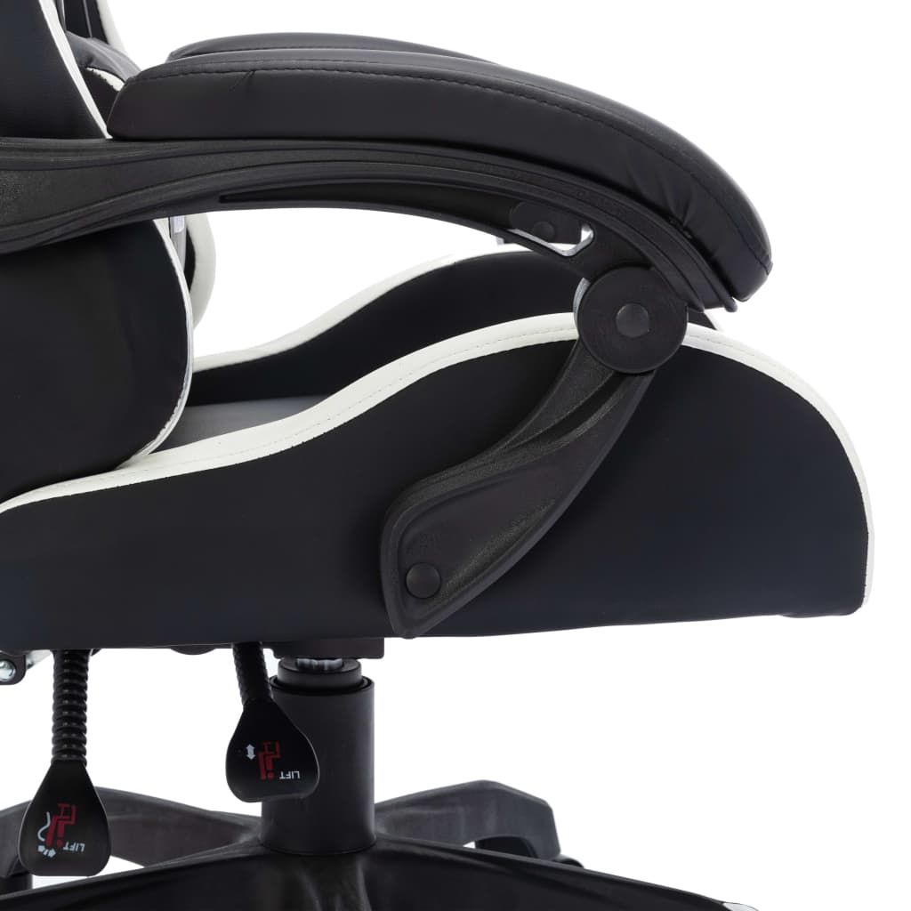 Racing seat with RGB LED lighting, artificial leather, white and black