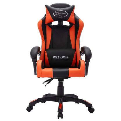 Racing seat with RGB LED lighting, artificial leather, orange and black
