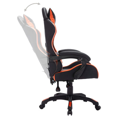 Racing seat with RGB LED lighting, artificial leather, orange and black